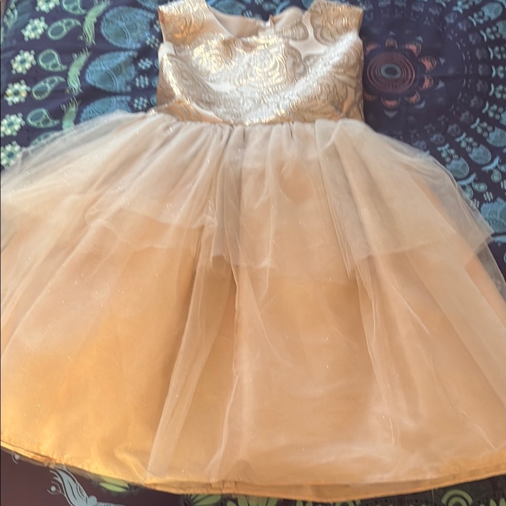 White and Cream Fit and Flare Sleeveless Formal Dress